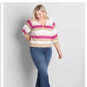 V neck striped sweater